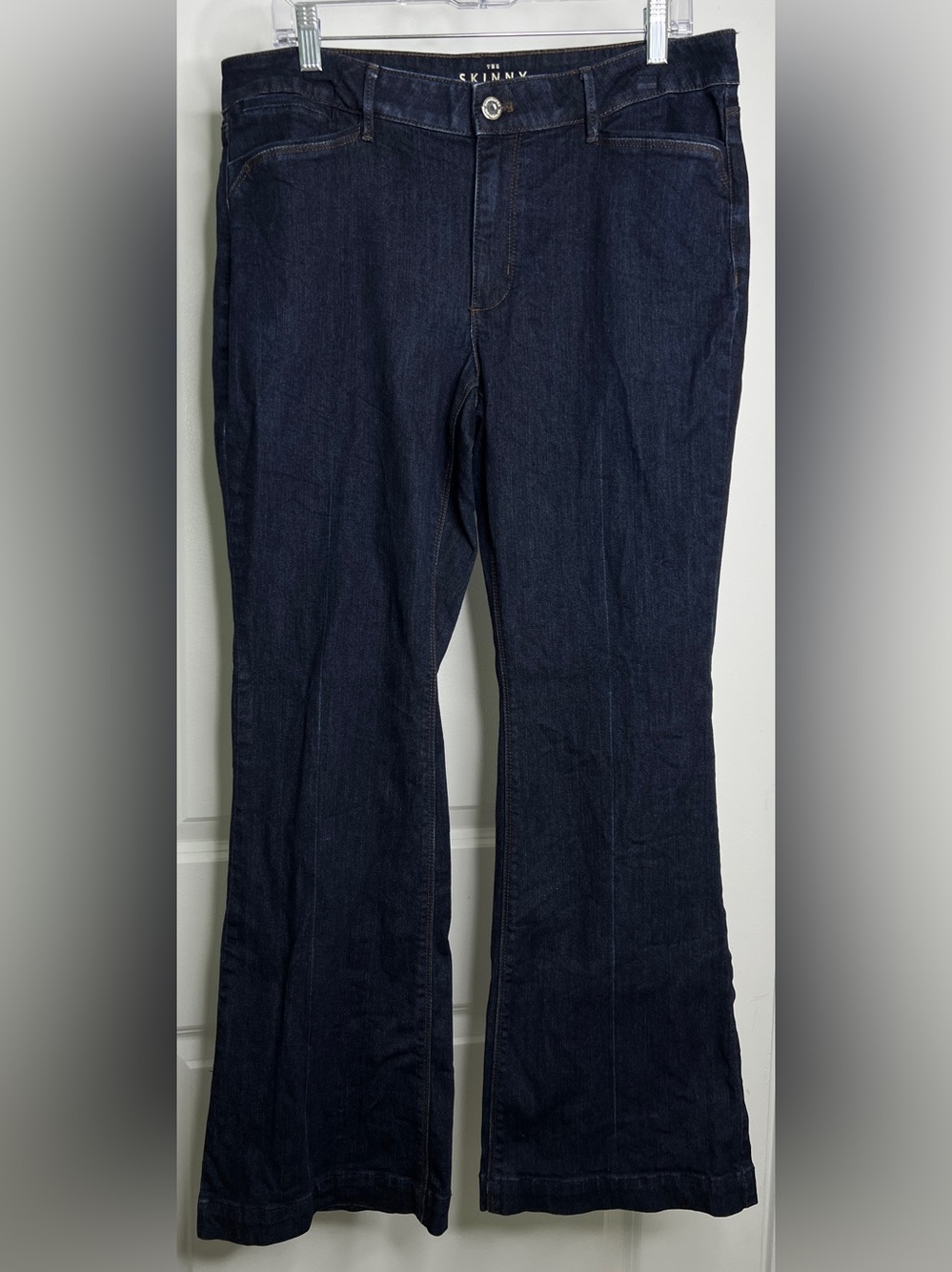 White House Black Market Skinny Flare Jeans Womens 12S Dark Wash Stretch Denim